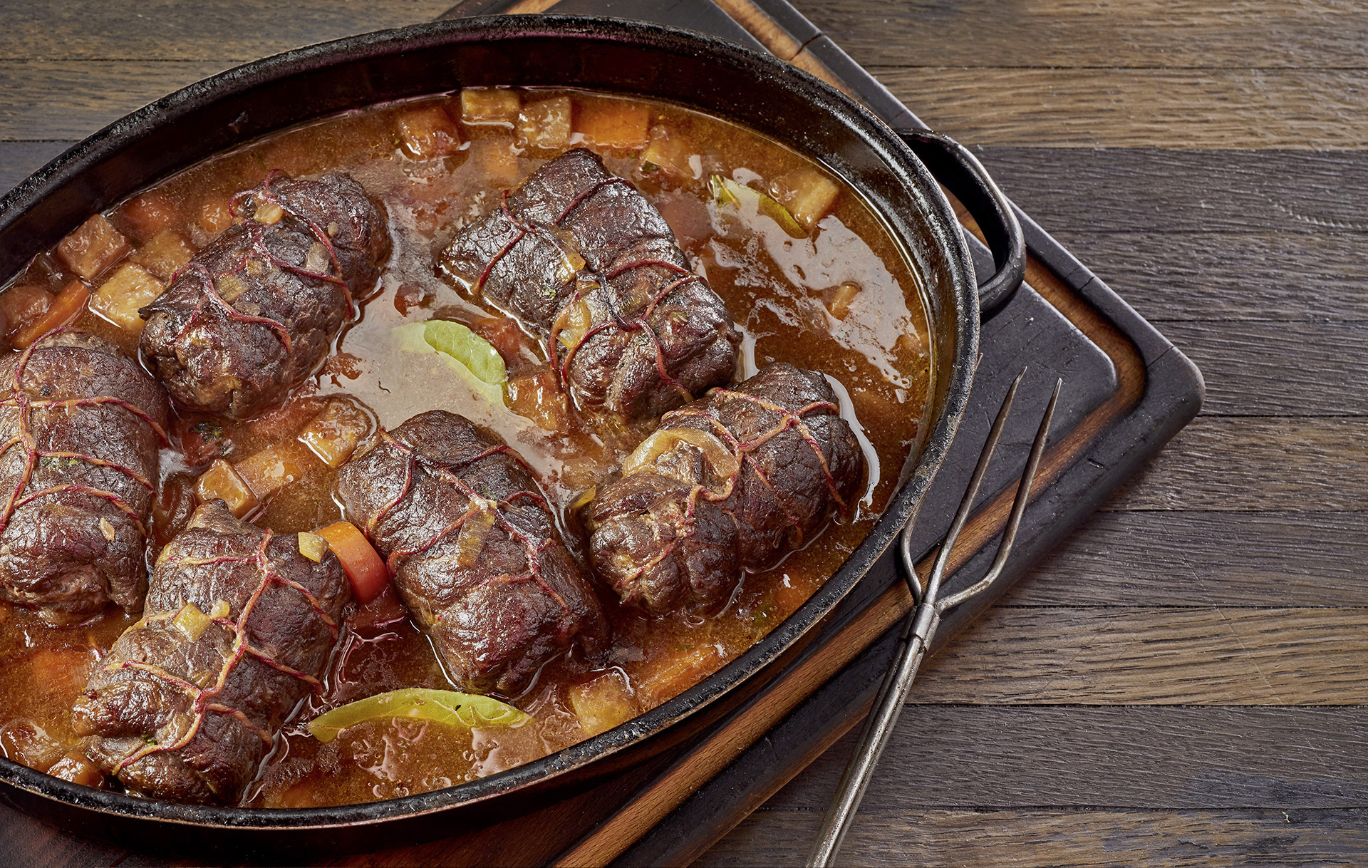 Delicious beef roulades in a piquant gravy